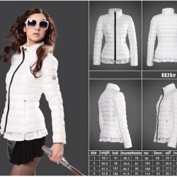 Women Moncler Down Coat Without Hat White