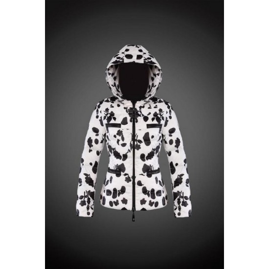 Women Moncler Down Jacket With Hat White Black