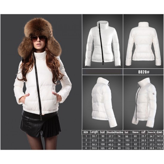 Women Moncler Down Coat Without Hat White