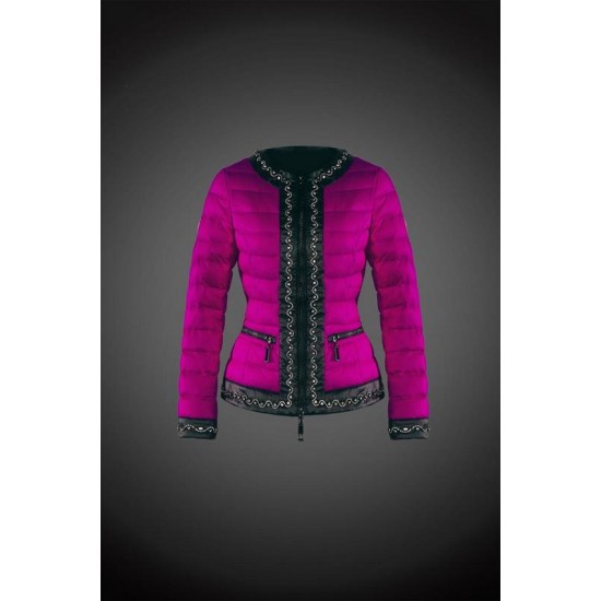 Women Moncler Down Coat Without Hat Purple Red