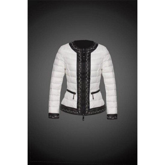 Women Moncler Down Coat Without Hat White