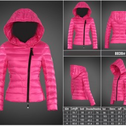 Women Moncler Down Jacket With Hat Rose Red